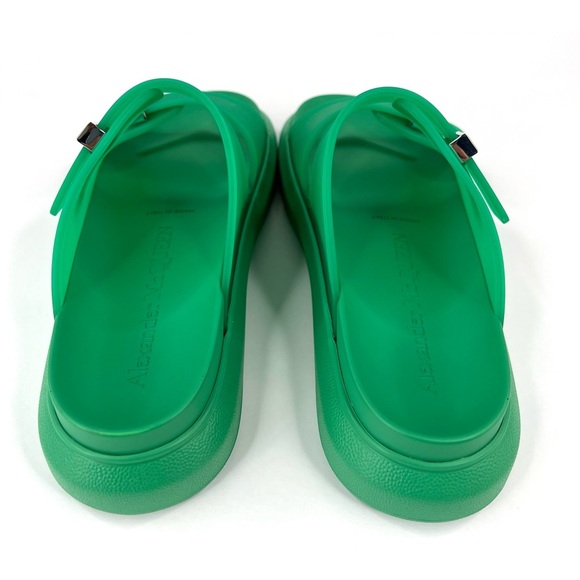 ALEXANDER MCQUEEN unisex Double Band Rubber Green Slides Sandals EU 39 US 9 - Picture 7 of 12